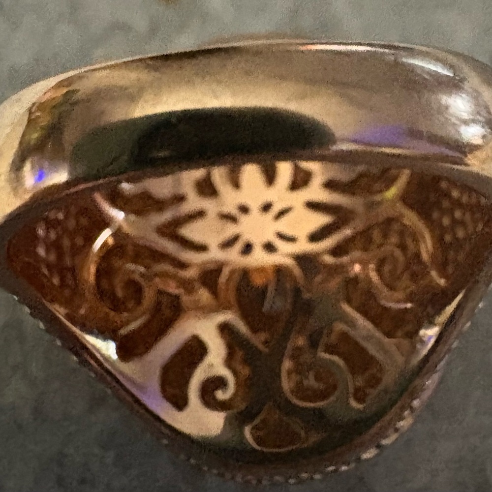 Vintage Style PAJ Rose Gold Plated Ring w/Cubic Zirconia -Ornate Design size 9 - Picture 4 of 7